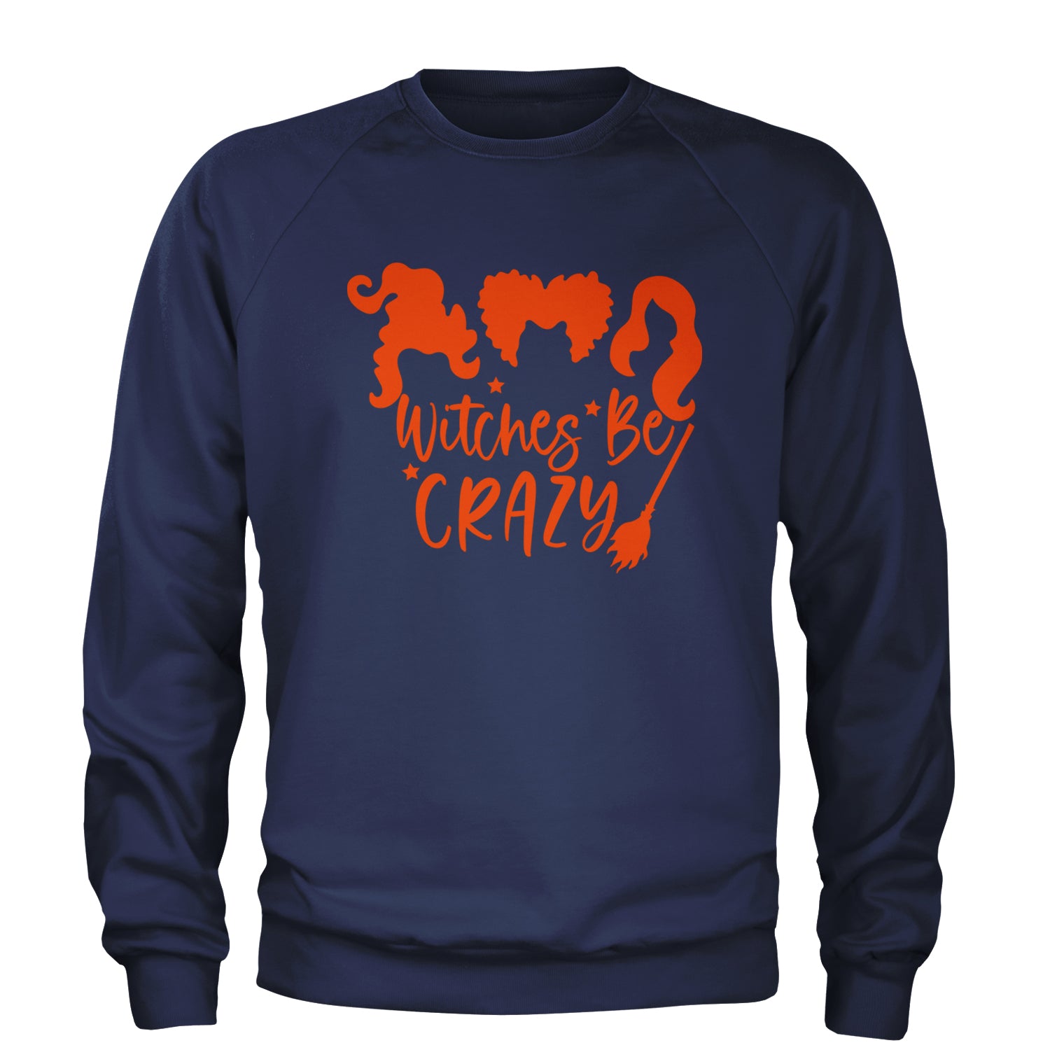 Witches Be Crazy Hocus Pocus Adult Crewneck Sweatshirt Navy Blue