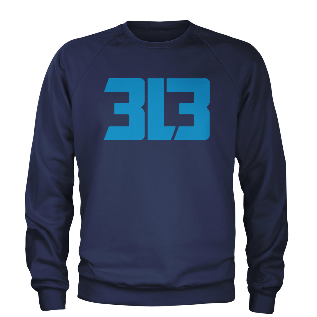 3L3 From The 313 Detroit Football Adult Crewneck Sweatshirt Navy Blue