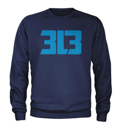3L3 From The 313 Detroit Football Adult Crewneck Sweatshirt Navy Blue