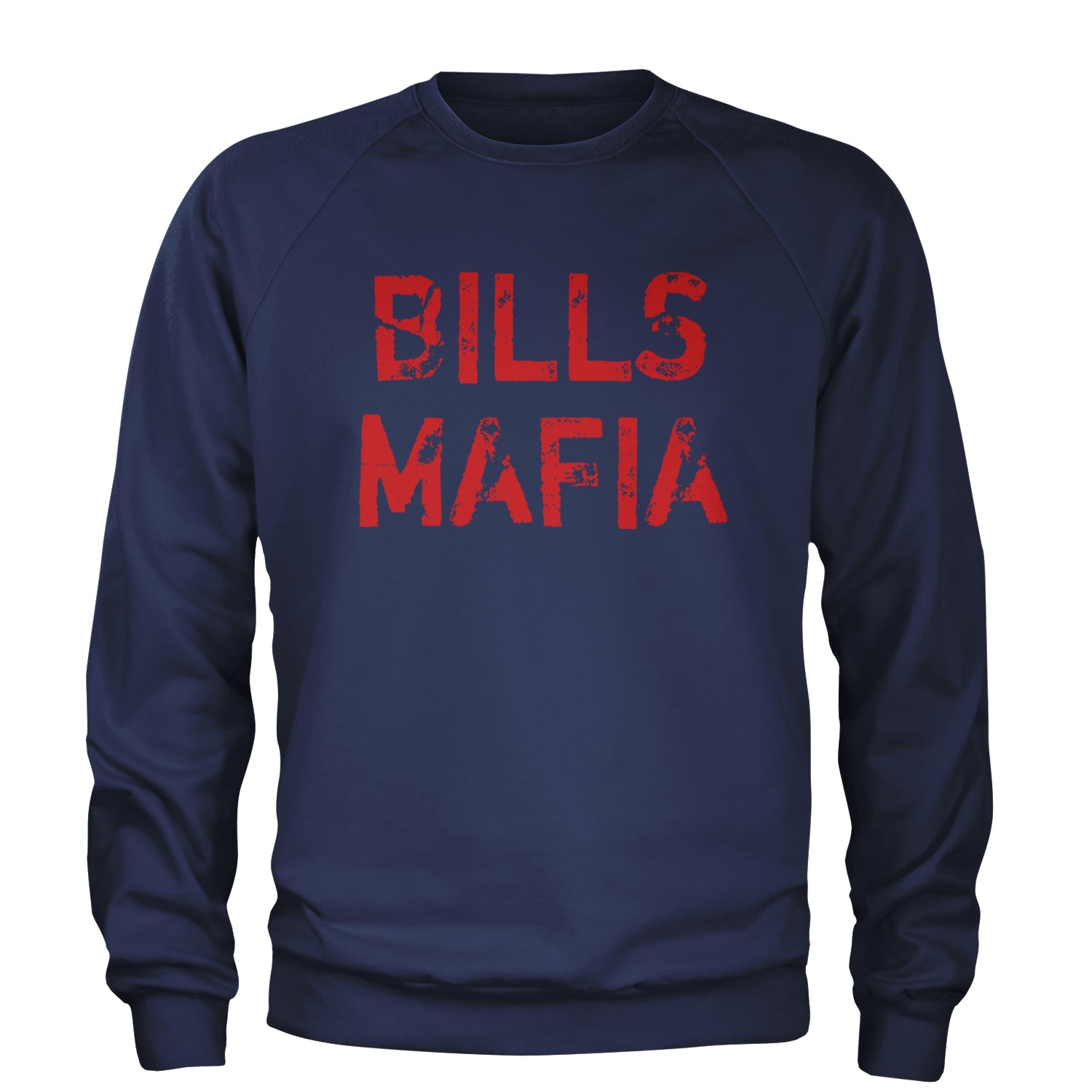 Distressed Bills Mafia Football Adult Crewneck Sweatshirt Navy Blue