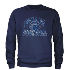 Dallas Distressed Football Adult Crewneck Sweatshirt Navy Blue