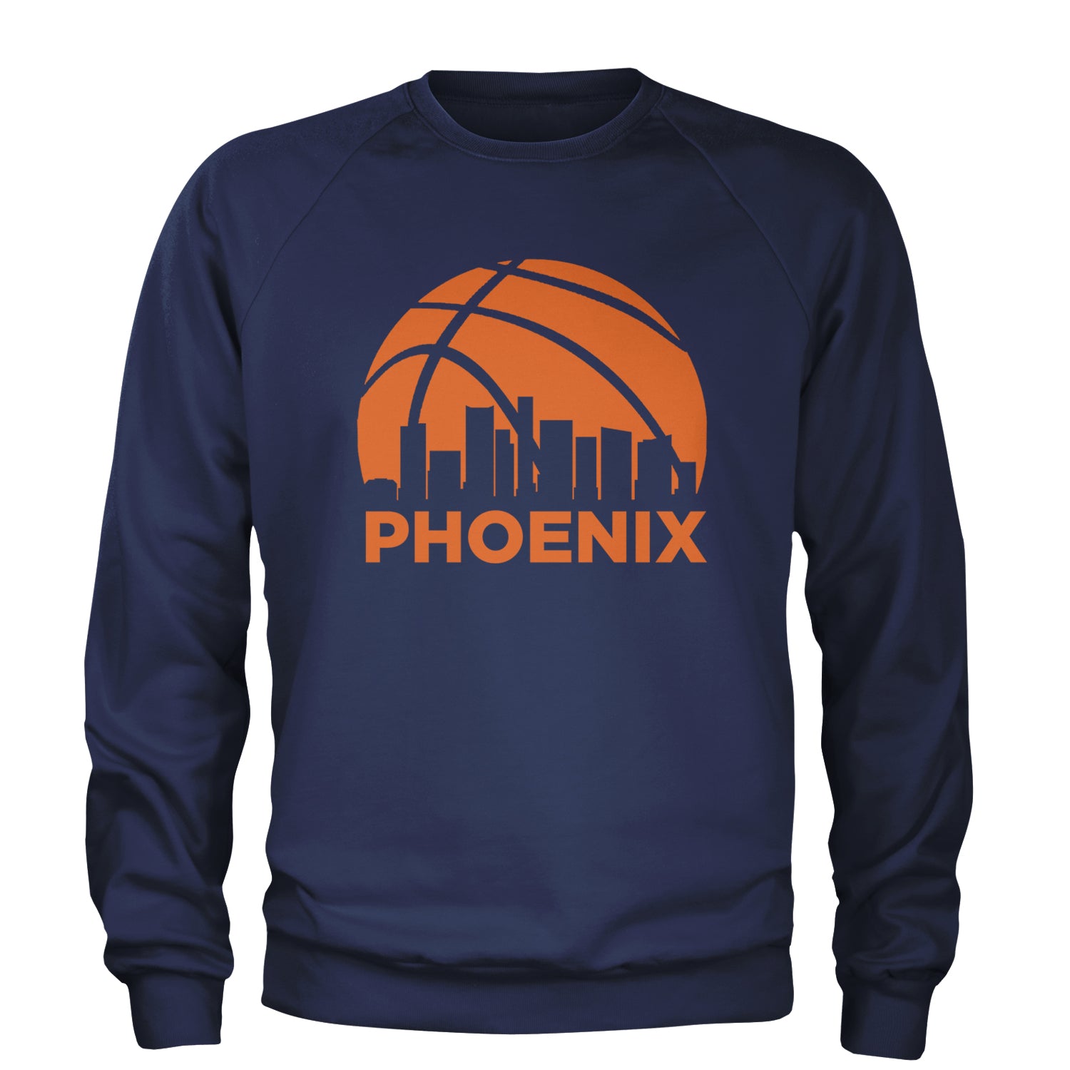 Phoenix Basketball Sunset City Skyline Adult Crewneck Sweatshirt Navy Blue