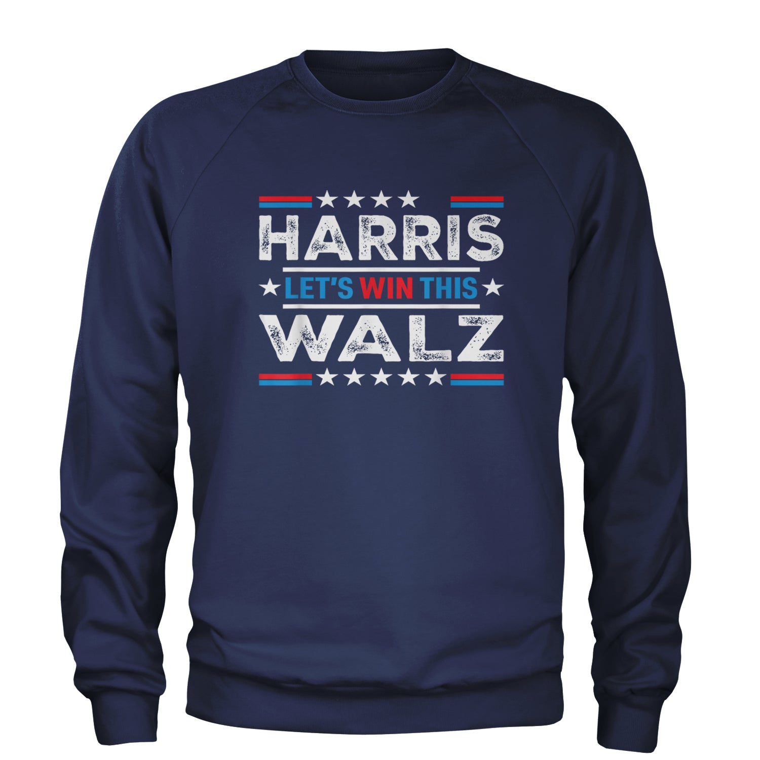 Kamala Harris and Tim Walz For President Adult Crewneck Sweatshirt Navy Blue