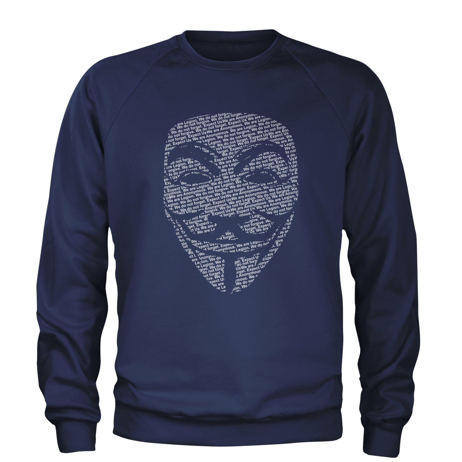 V For Vendetta Anonymous Mask Adult Crewneck Sweatshirt Navy Blue