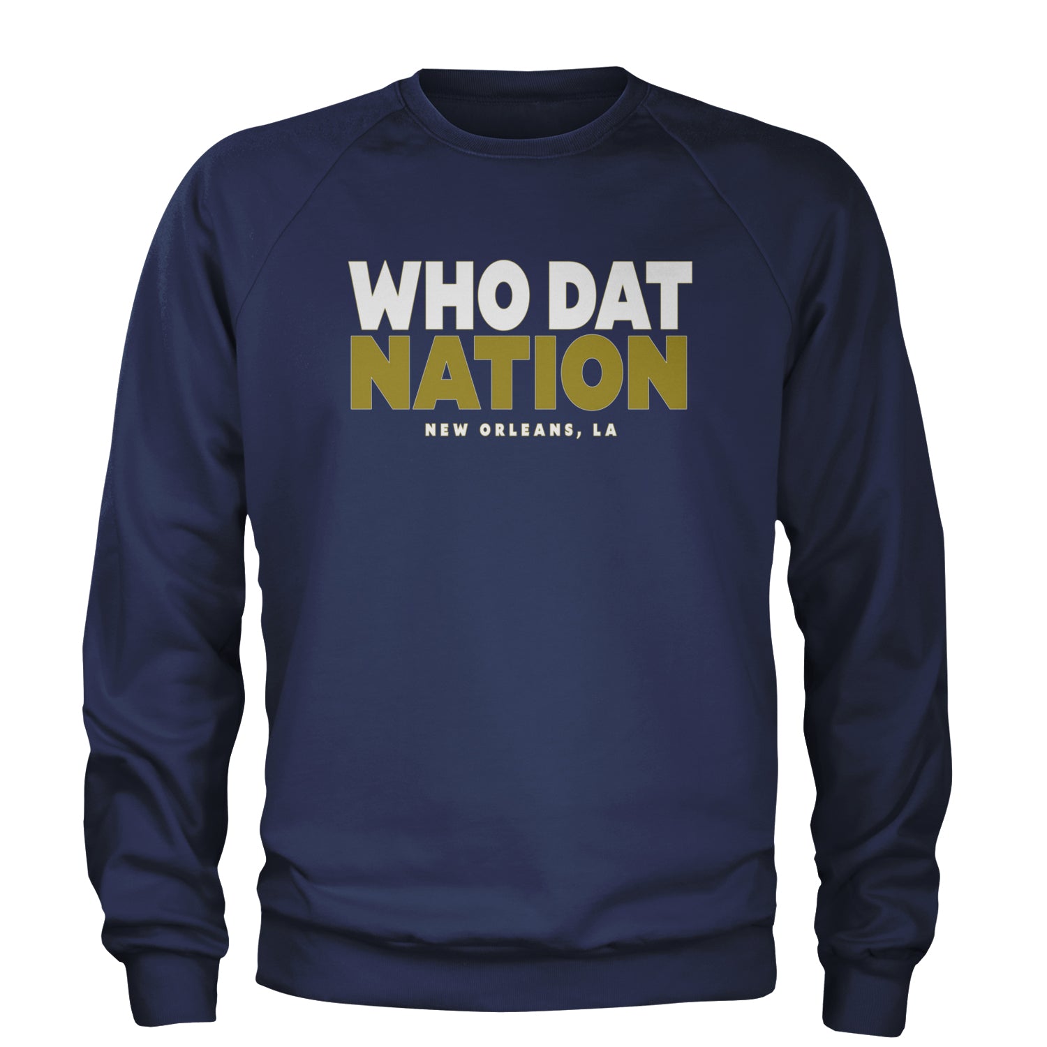 New Orleans Who Dat Nation Adult Crewneck Sweatshirt Navy Blue