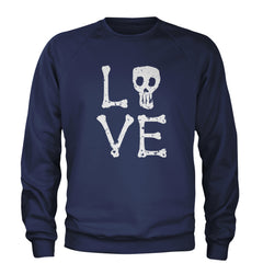 Love Skeleton Bones Adult Crewneck Sweatshirt Navy Blue