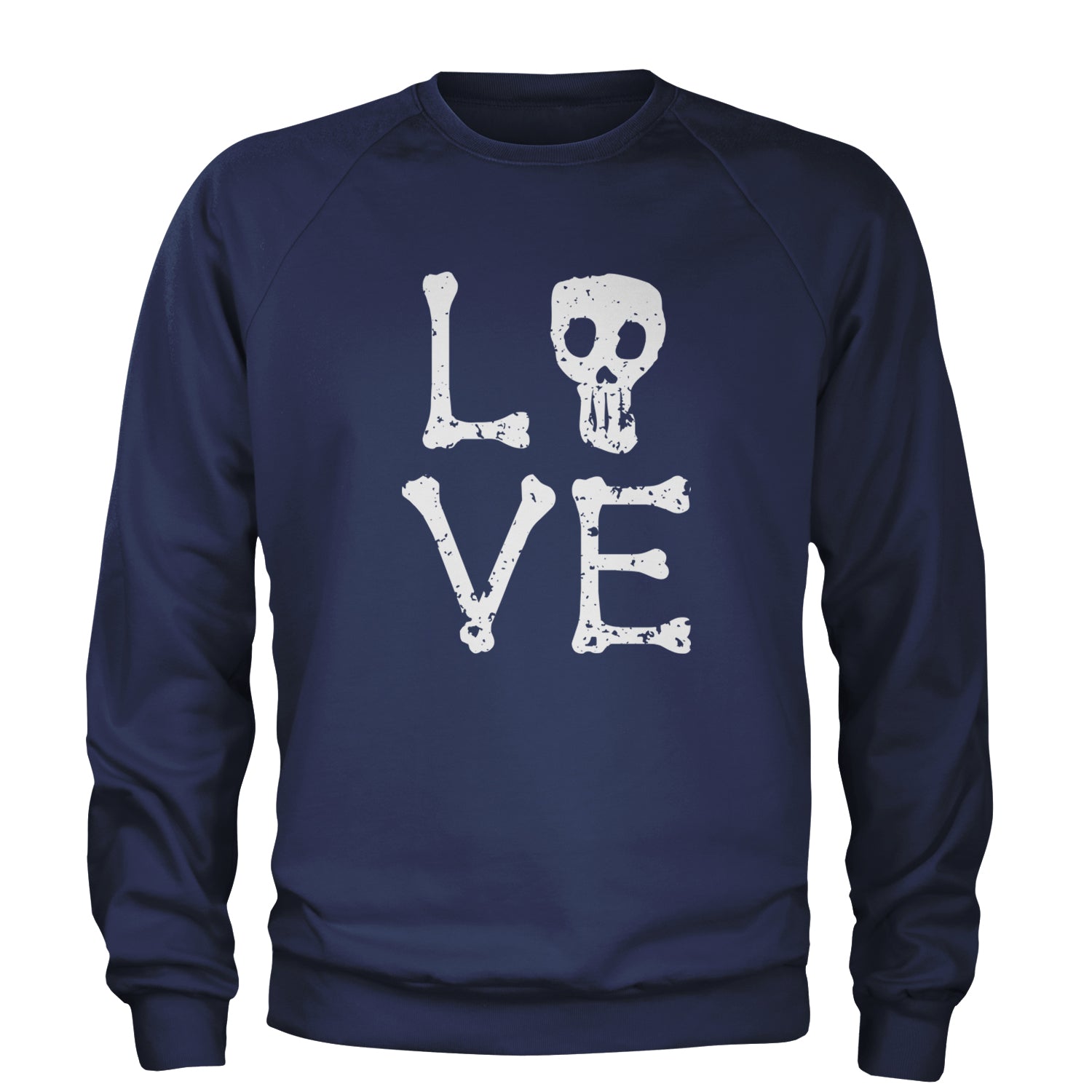 Love Skeleton Bones Adult Crewneck Sweatshirt Navy Blue