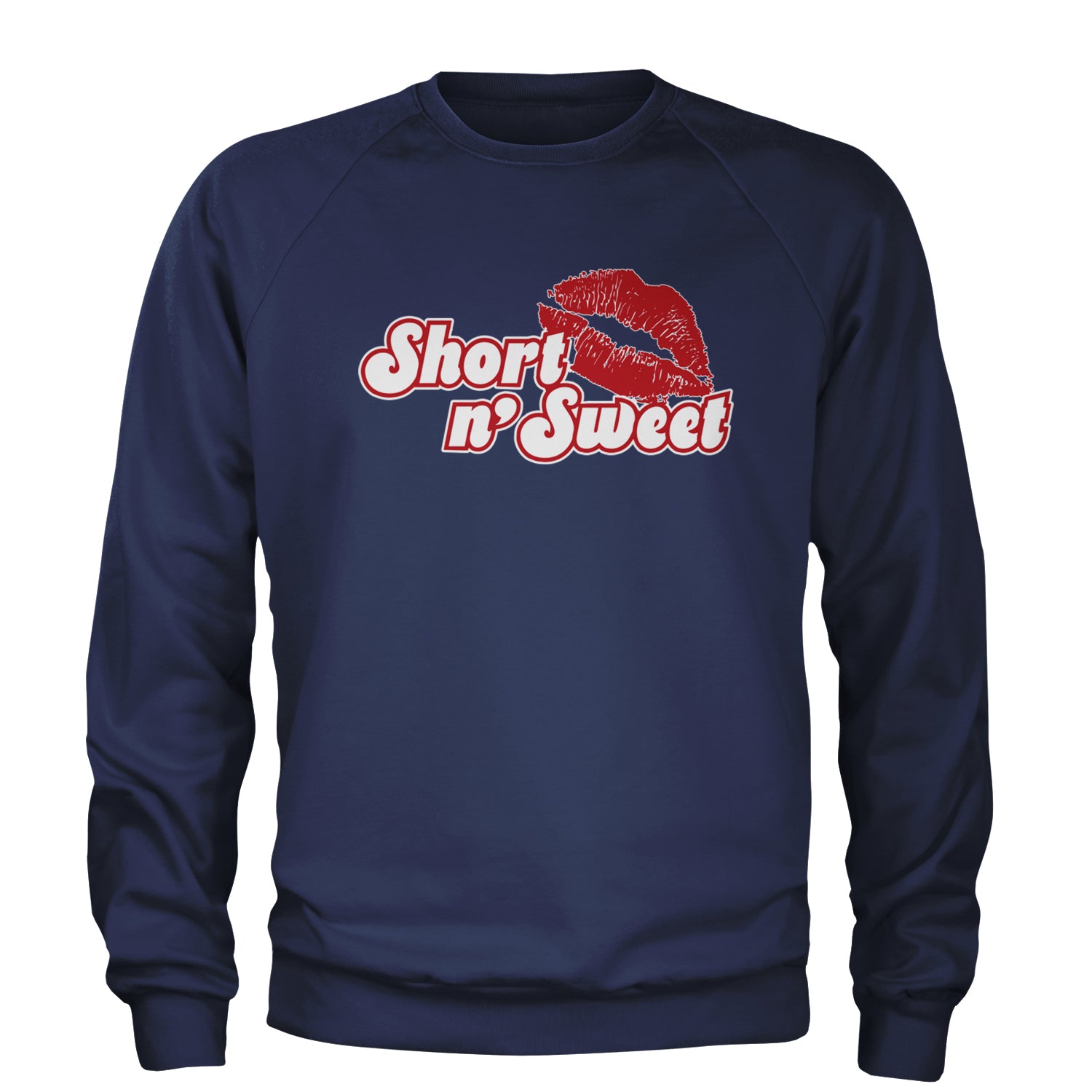 Short N' Sweet Red Lips Adult Crewneck Sweatshirt Navy Blue