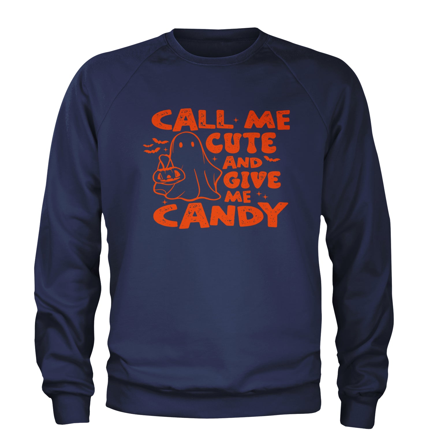 Call Me Cute And Give Me Candy Adult Crewneck Sweatshirt Navy Blue