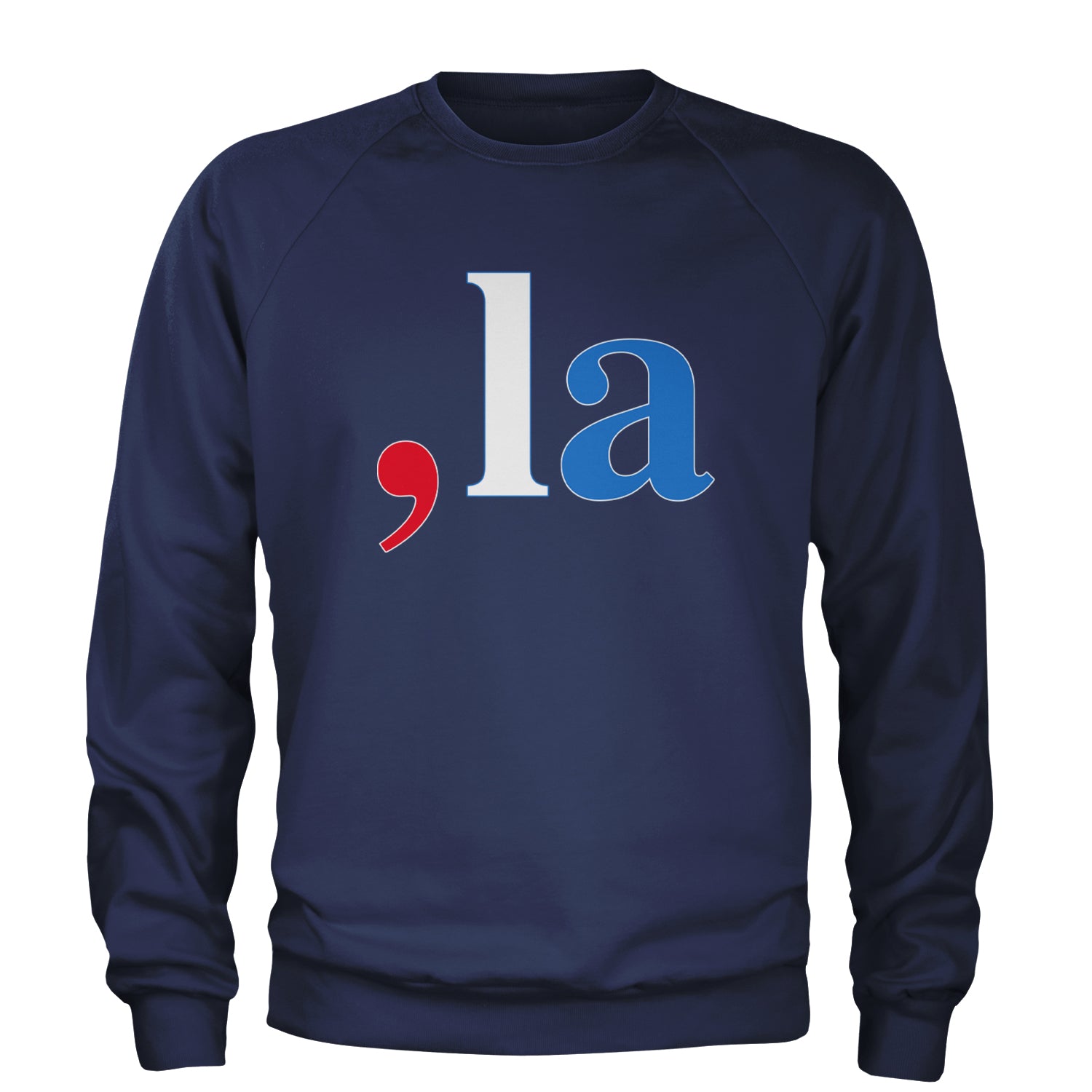 Comma-La - Support Kamala Harris For President 2024 Adult Crewneck Sweatshirt Navy Blue