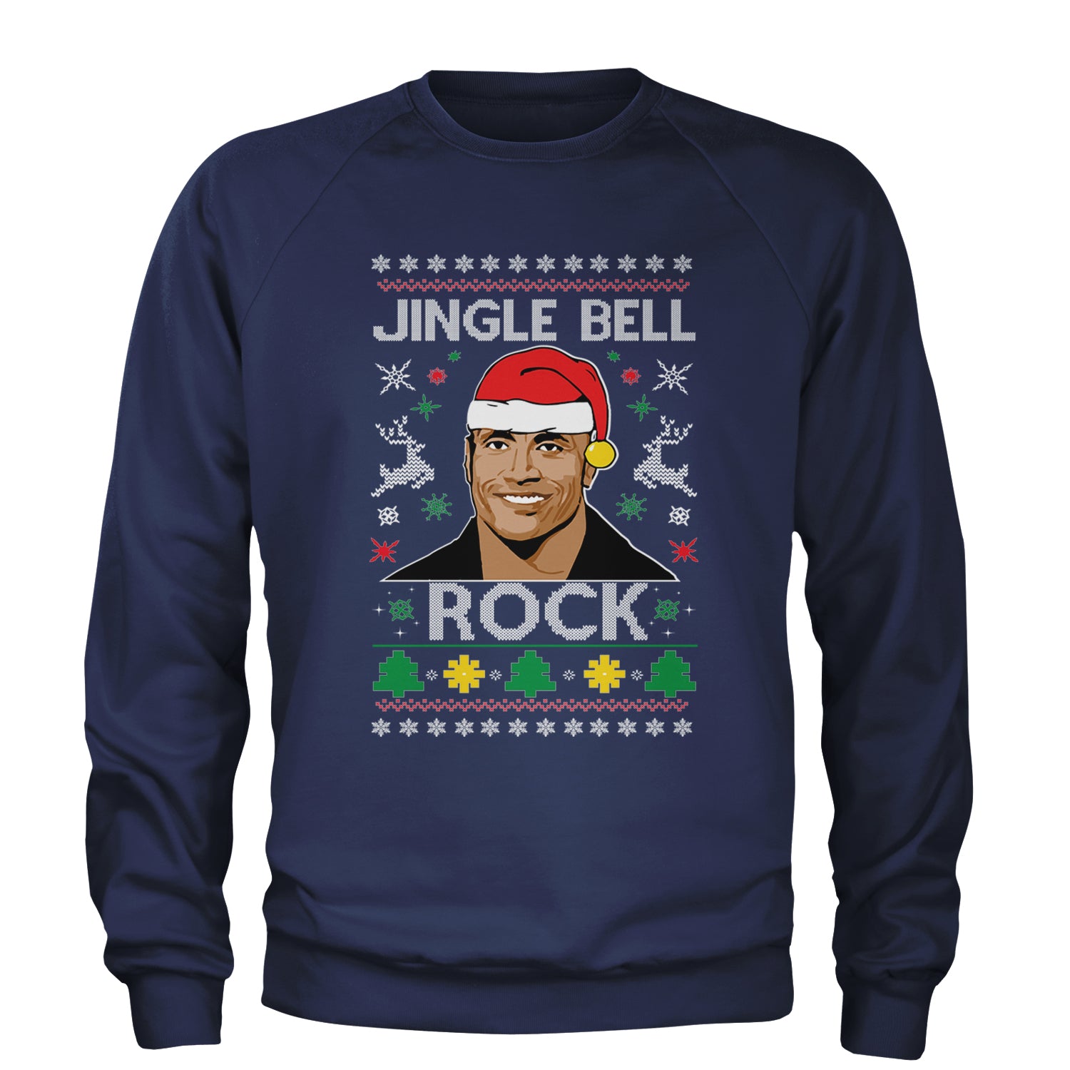 Jingle Bell Rock Ugly Christmas Adult Crewneck Sweatshirt Navy Blue