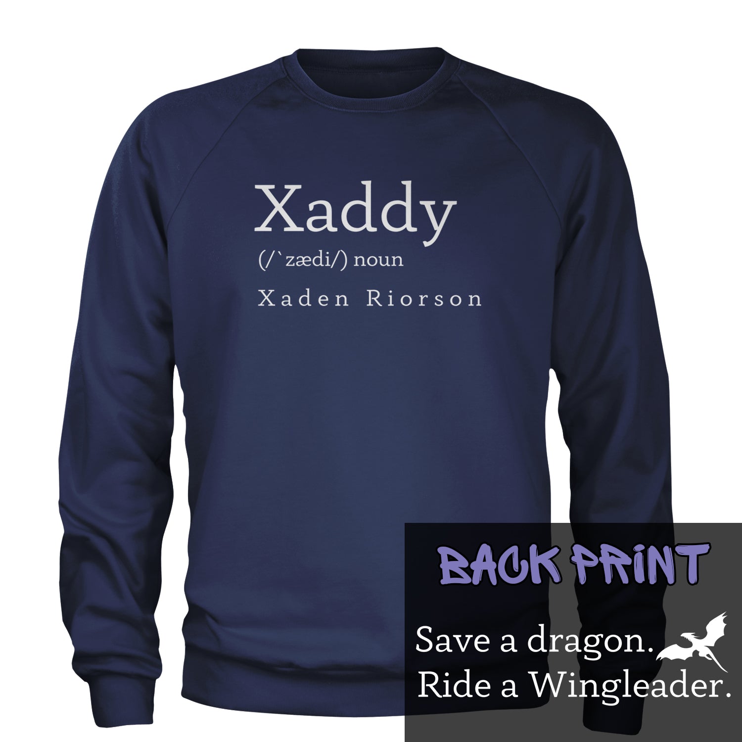 Xaddy Save A Dragon Ride A Wingleader Adult Crewneck Sweatshirt Navy Blue