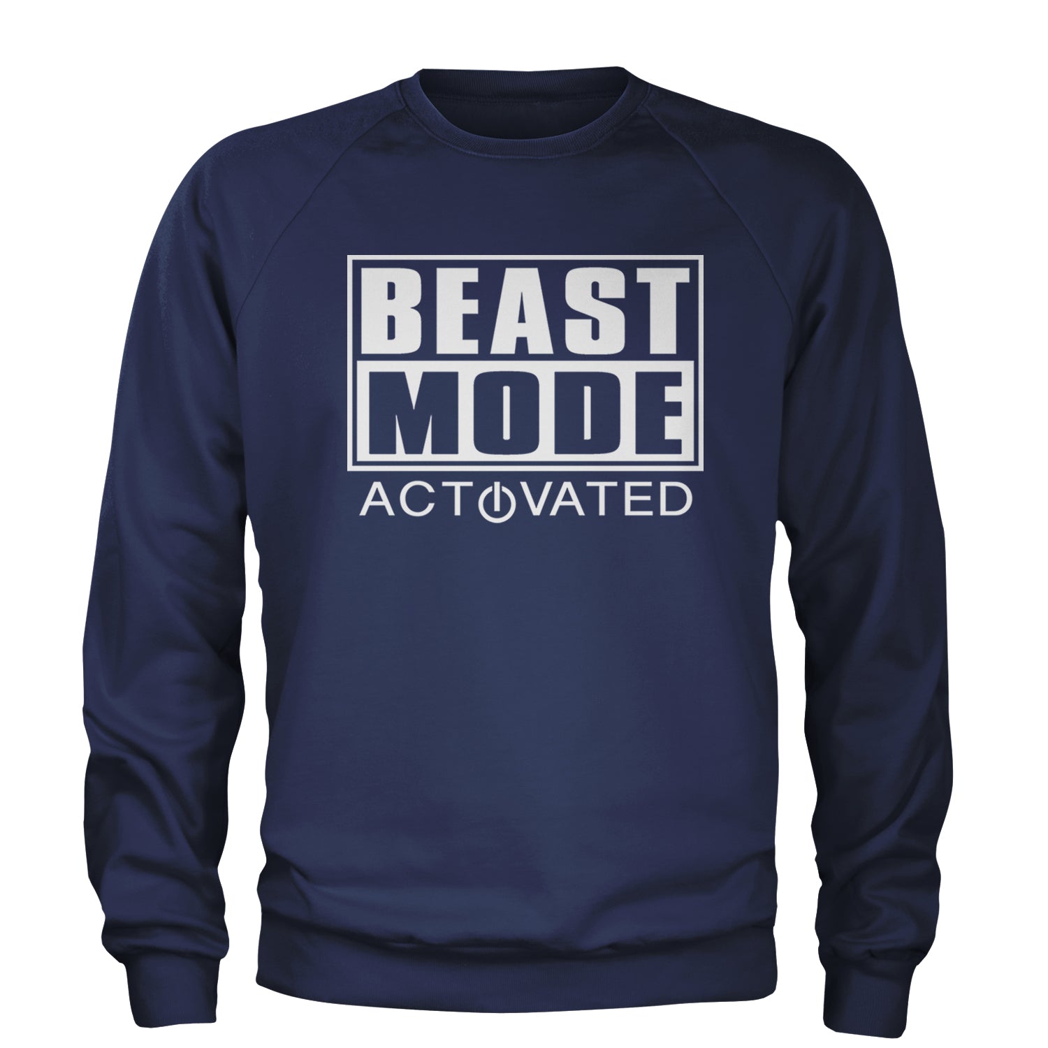 Activated Beast Mode Workout Gym Clothing Adult Crewneck Sweatshirt Navy Blue