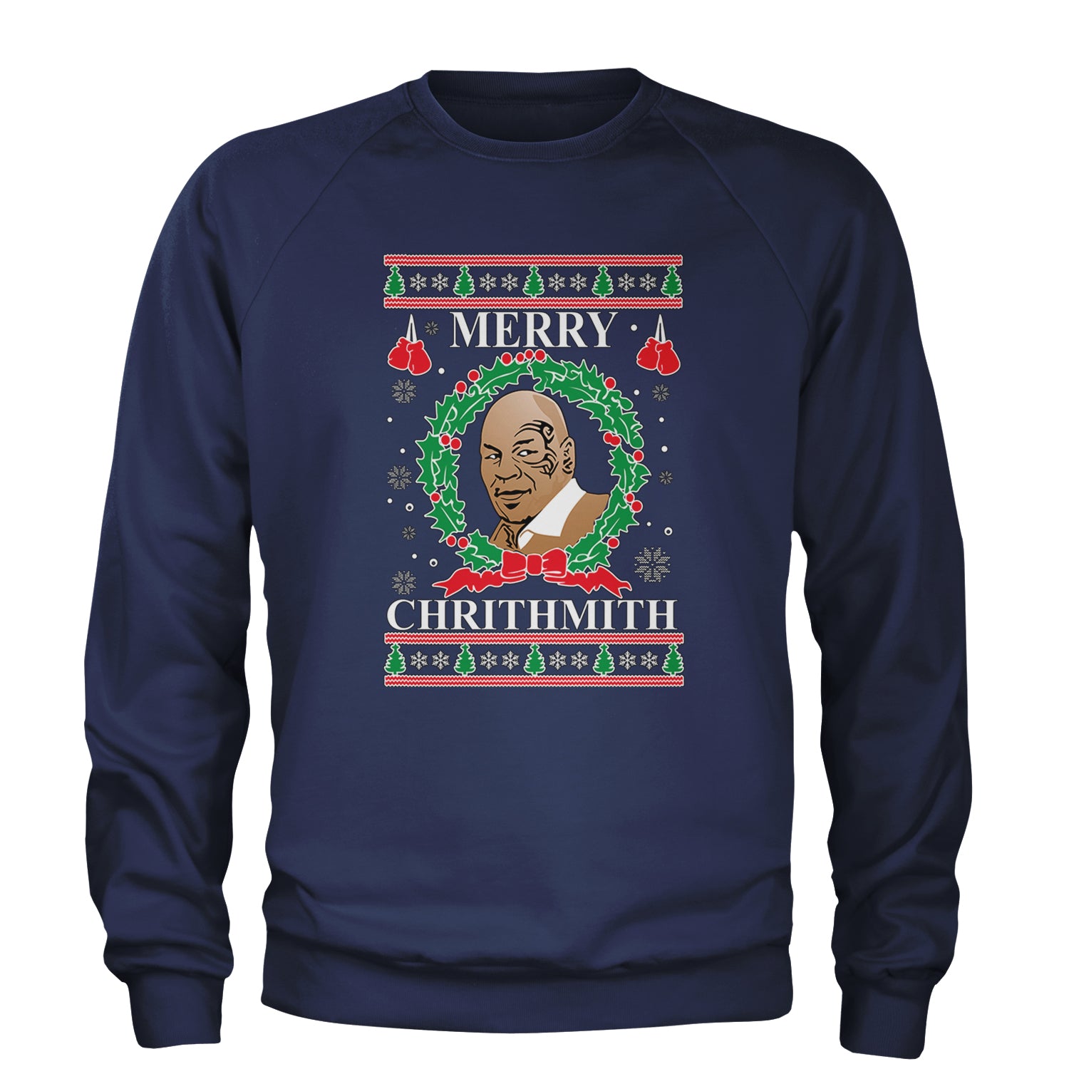 Merry Chrithmith Ugly Christmas Adult Crewneck Sweatshirt Navy Blue