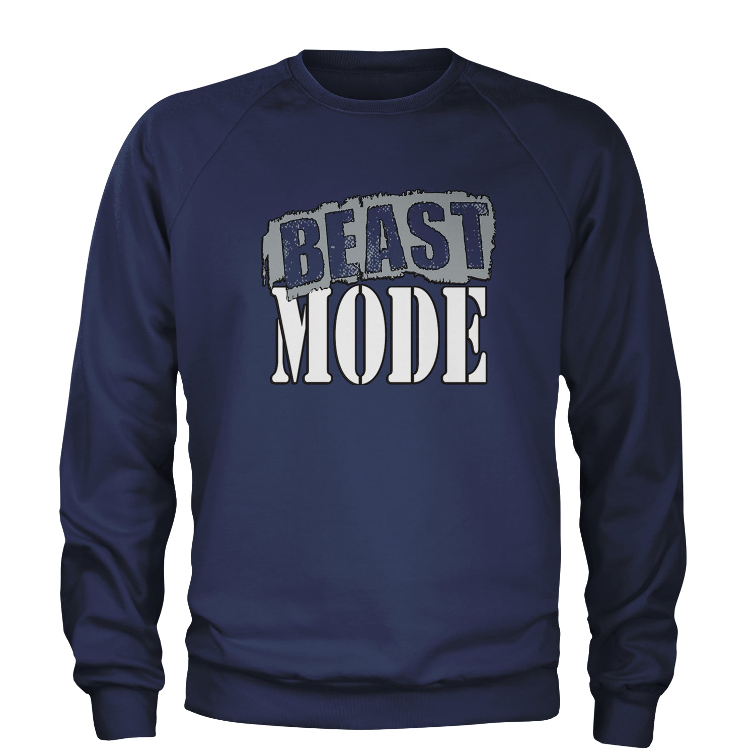 Beast Mode Training Gym Workout Adult Crewneck Sweatshirt Navy Blue