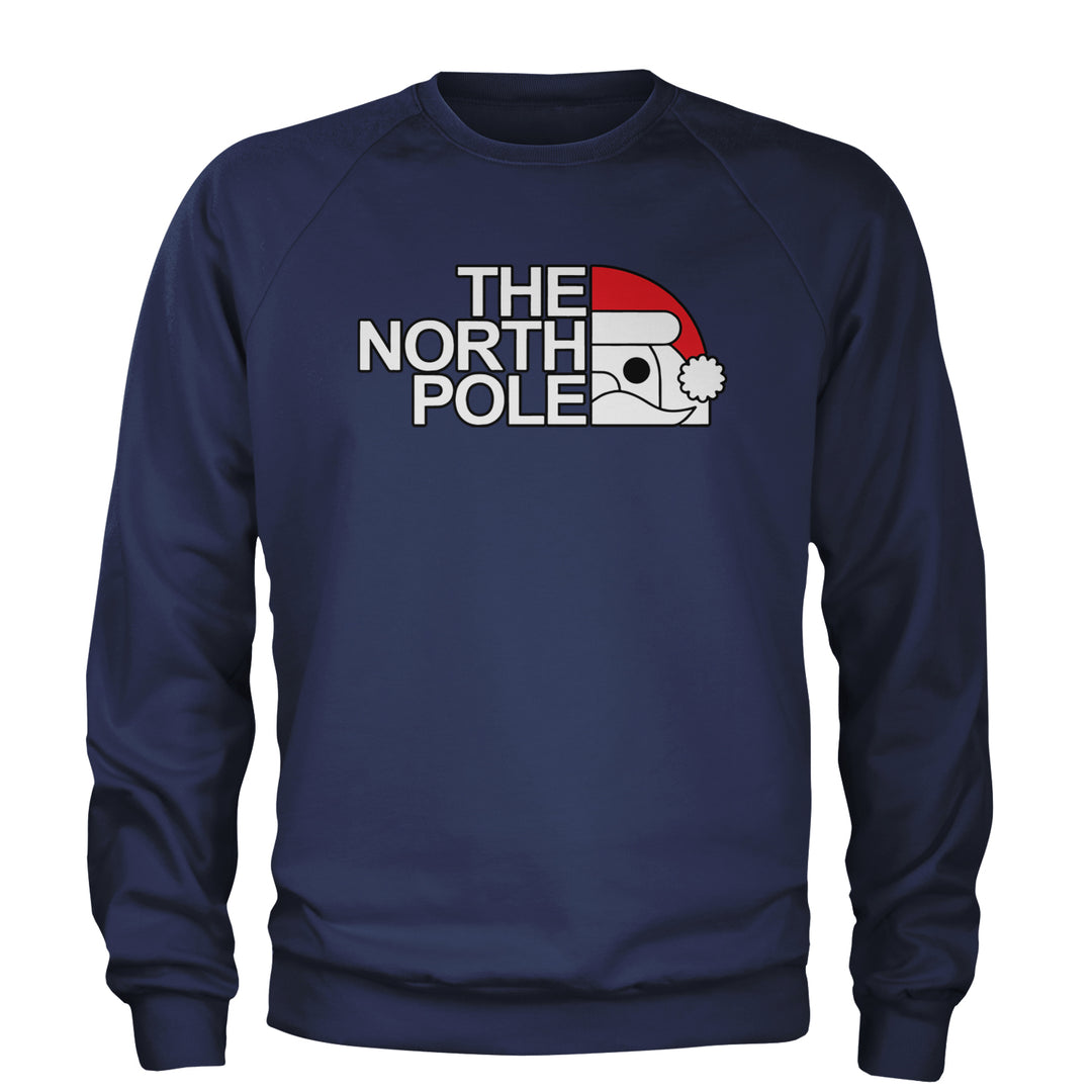 The North Pole Santa Face Adult Crewneck Sweatshirt Navy Blue