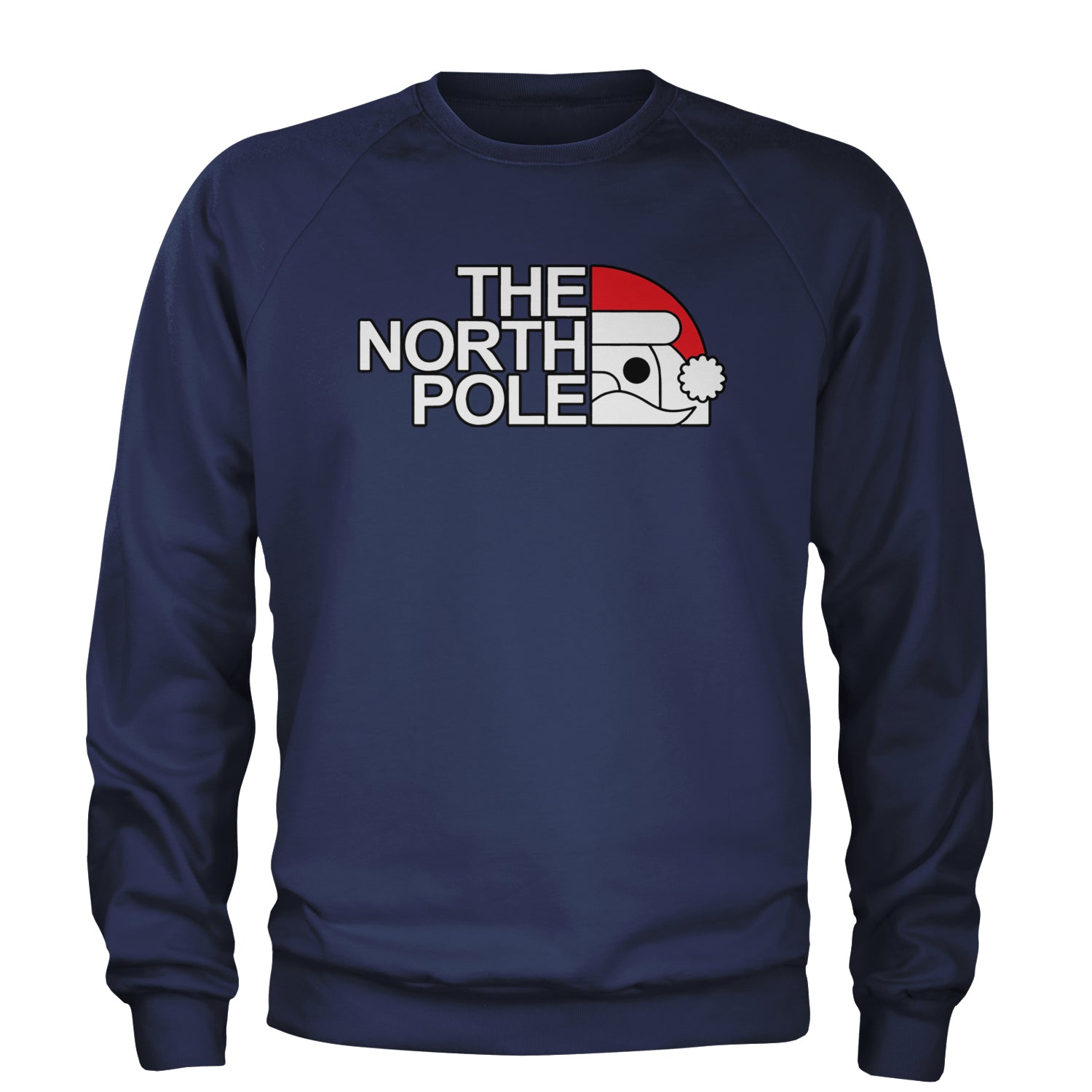 The North Pole Santa Face Adult Crewneck Sweatshirt Navy Blue