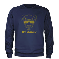 We Coming Coach Prime Colorado Adult Crewneck Sweatshirt Navy Blue