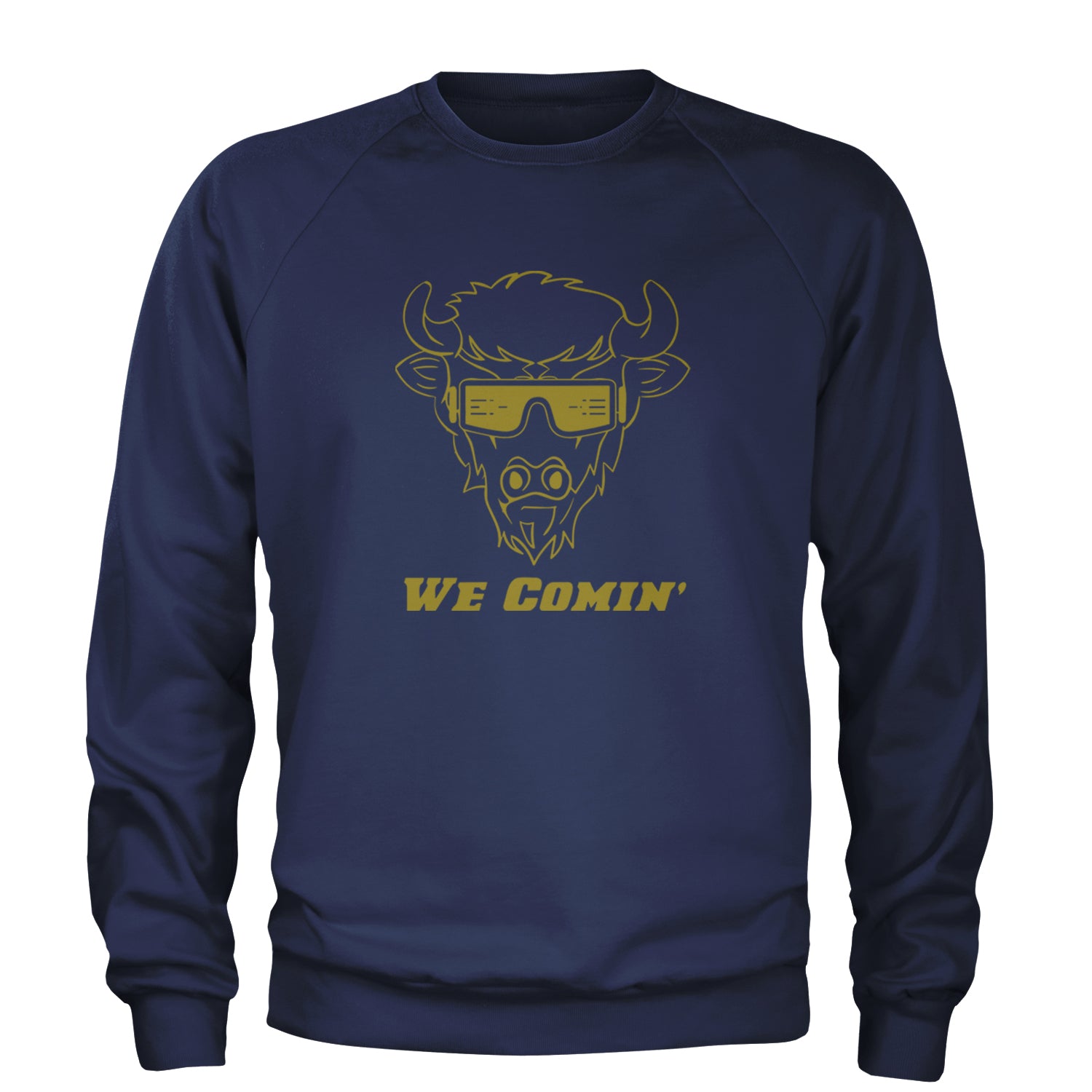 We Coming Coach Prime Colorado Adult Crewneck Sweatshirt Navy Blue