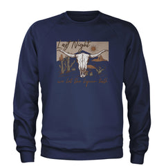 Last Night We Let The Liquor Talk Country Music Western Adult Crewneck Sweatshirt Navy Blue