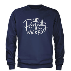 Perfectly Wicked Witchy Halloween Adult Crewneck Sweatshirt Navy Blue