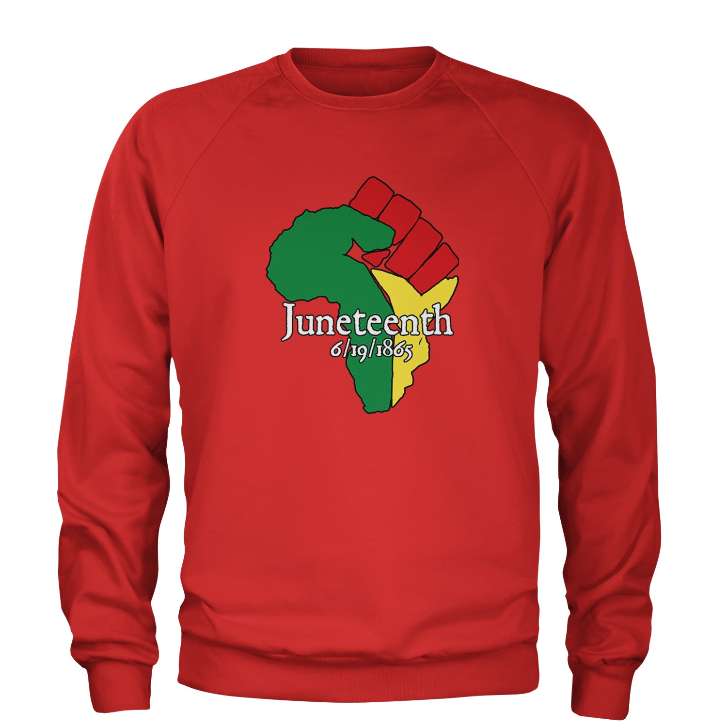 Juneteenth Raised Fist Africa Celebrate Emancipation Day Adult Crewneck Sweatshirt Red