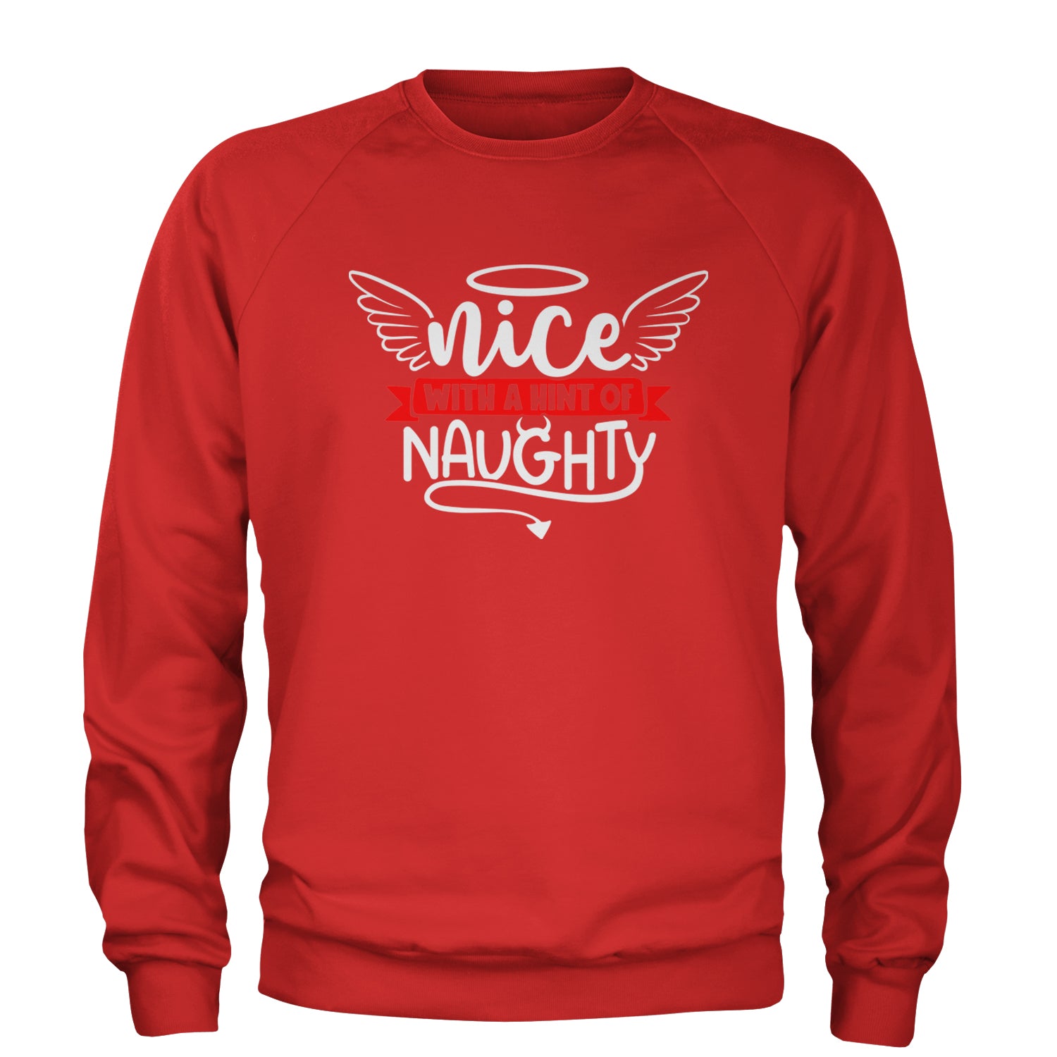 Nice with a Hint of Naughty Christmas Adult Crewneck Sweatshirt Red