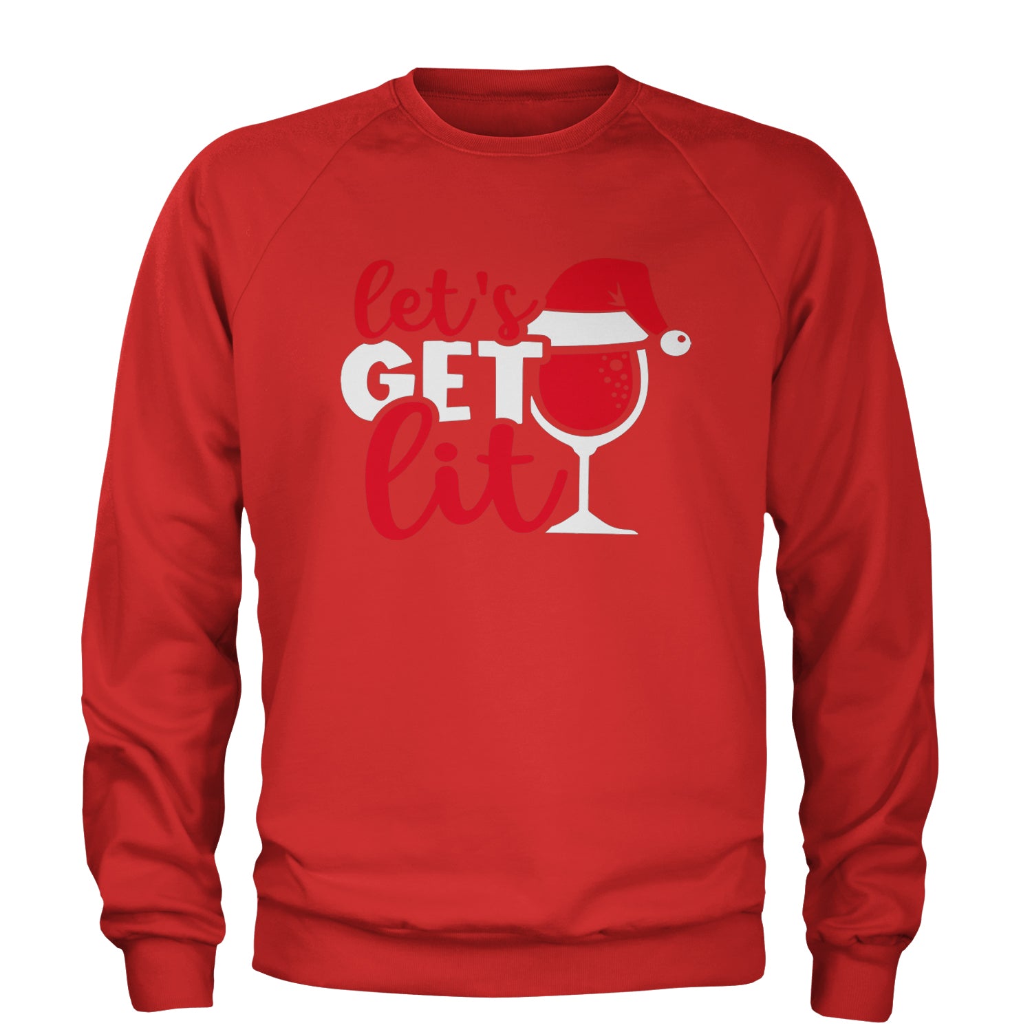 Let’s Get Lit Adult Crewneck Sweatshirt Red