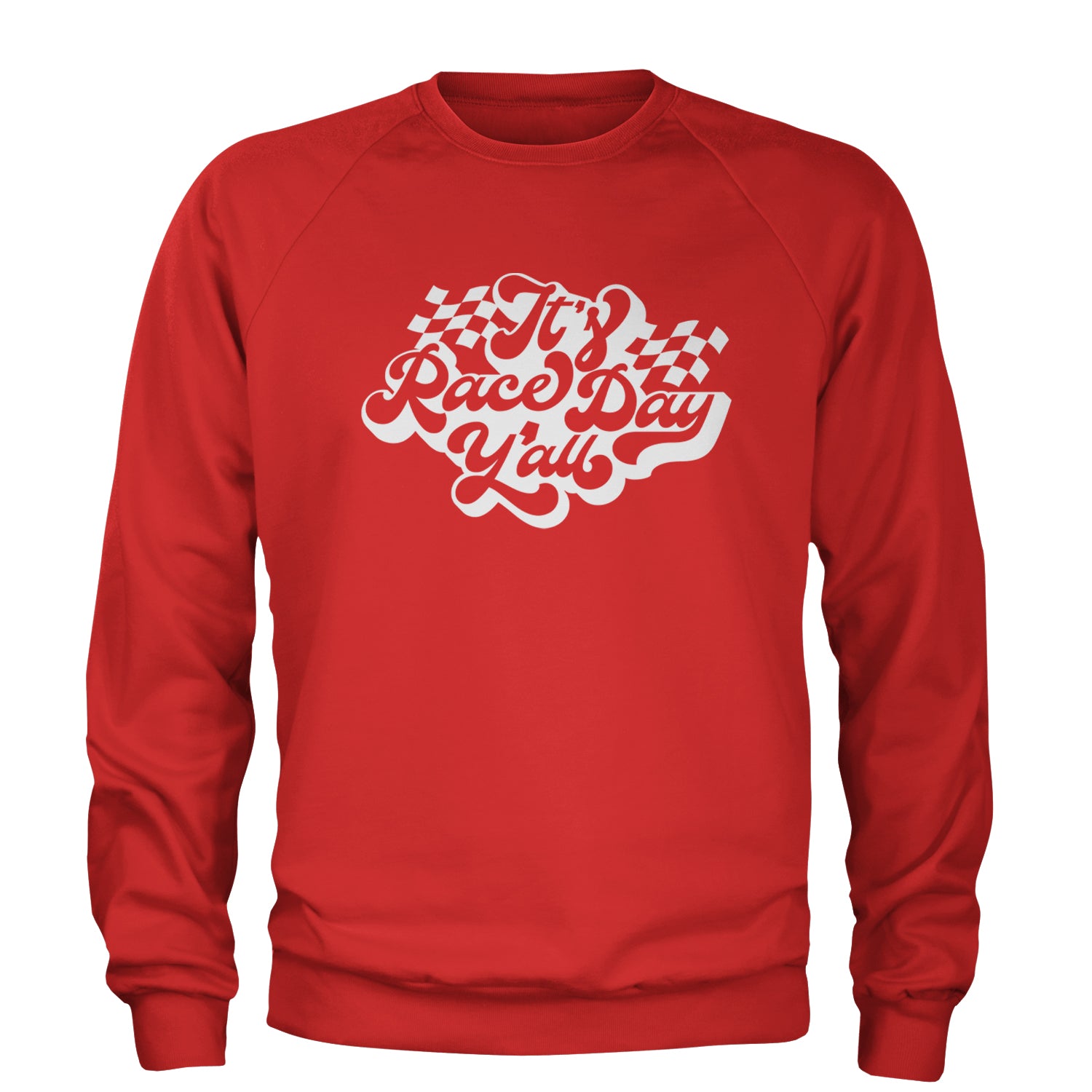 It's Race Day, Y'all Adult Crewneck Sweatshirt Red