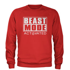 Activated Beast Mode Workout Gym Clothing Adult Crewneck Sweatshirt Red