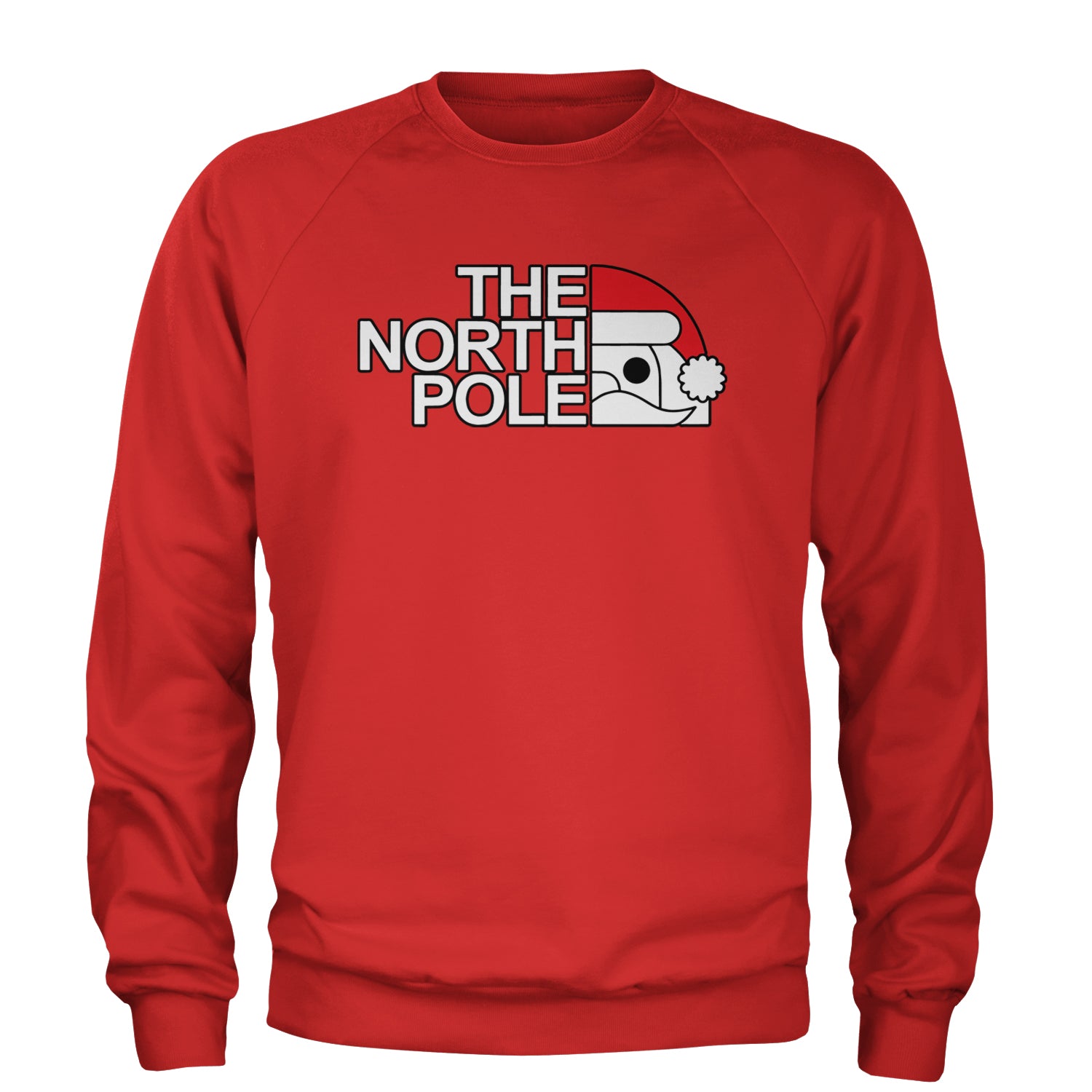 The North Pole Santa Face Adult Crewneck Sweatshirt Red