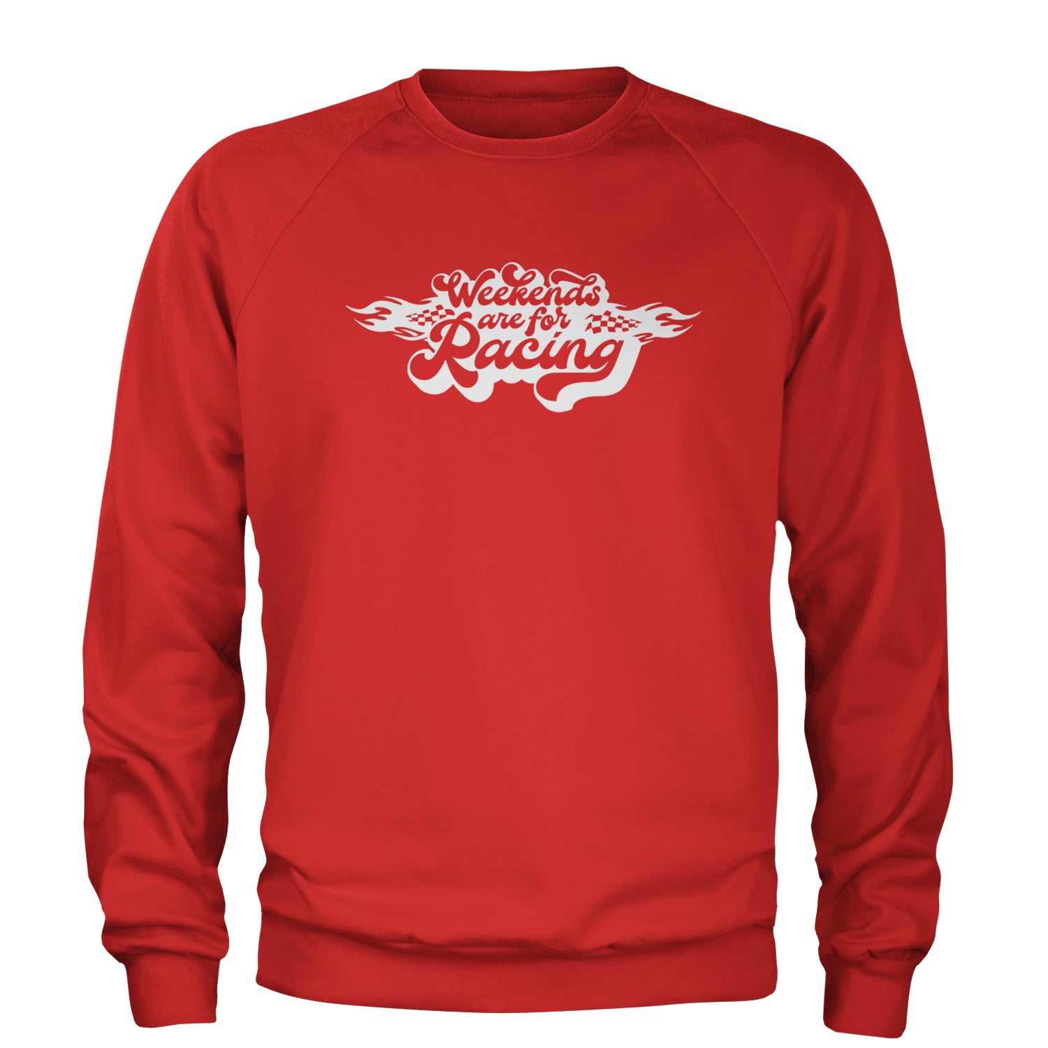 Weekends Are For Racing Adult Crewneck Sweatshirt Red