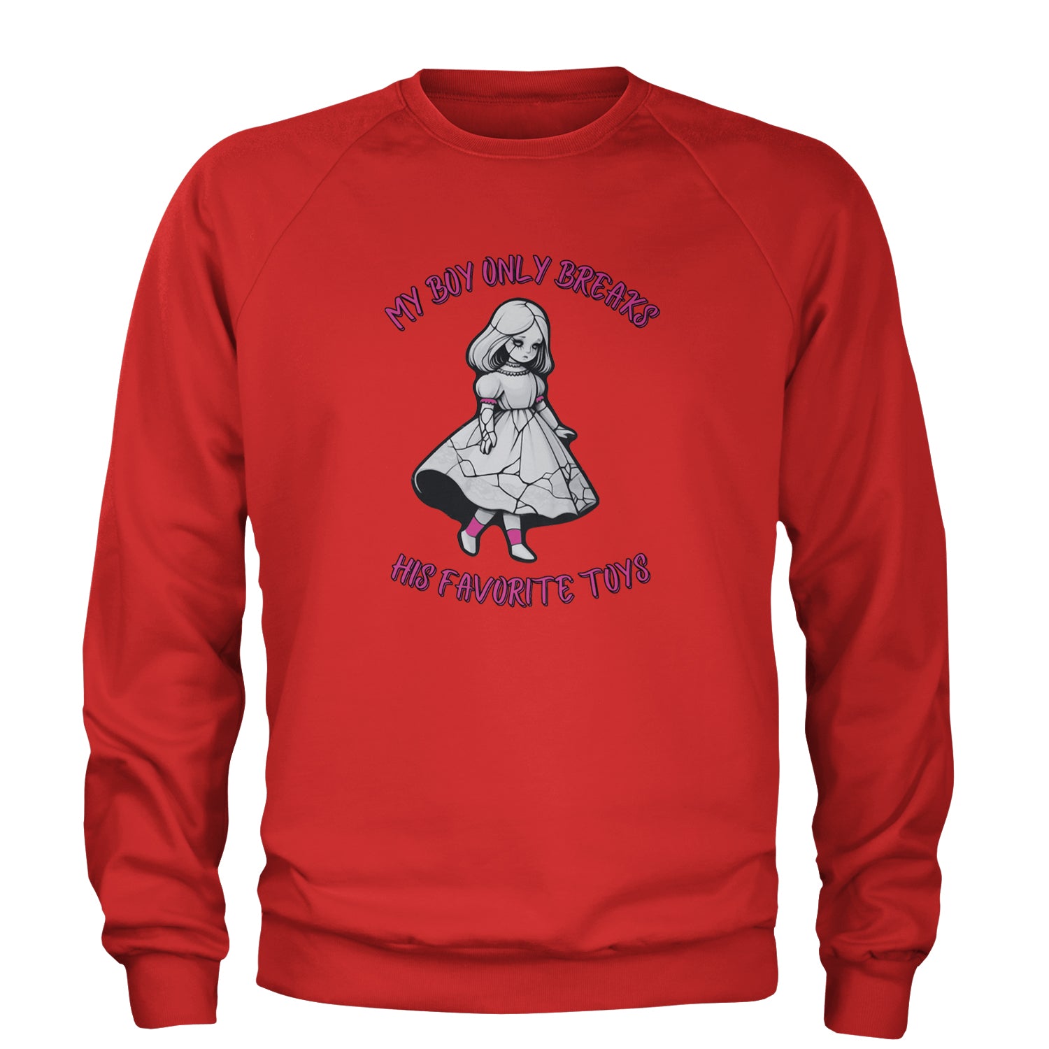 My Boy Only Breaks His Favorite Toys TTPD Music Adult Crewneck Sweatshirt Red