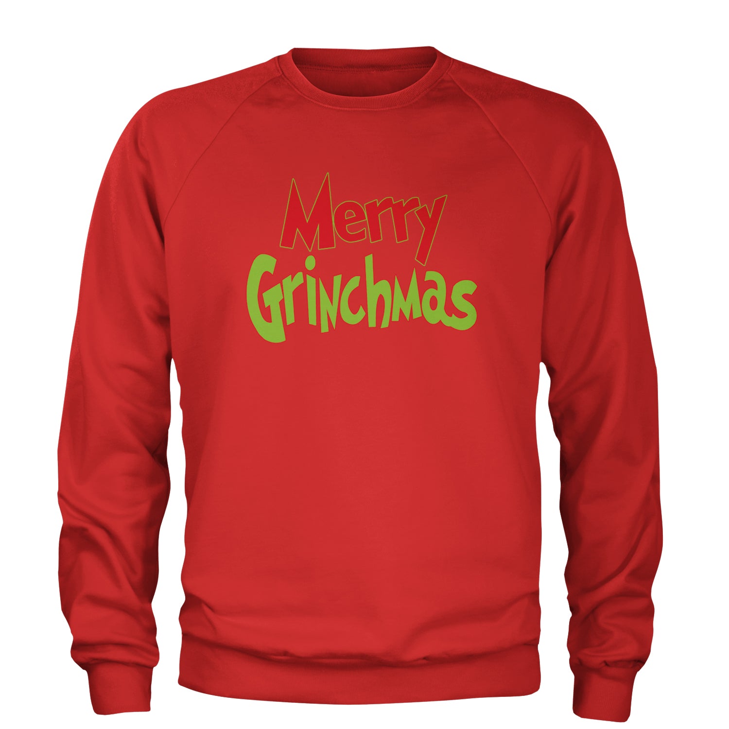 Merry Grinchmas Jolly Merry Christmas Adult Crewneck Sweatshirt Red