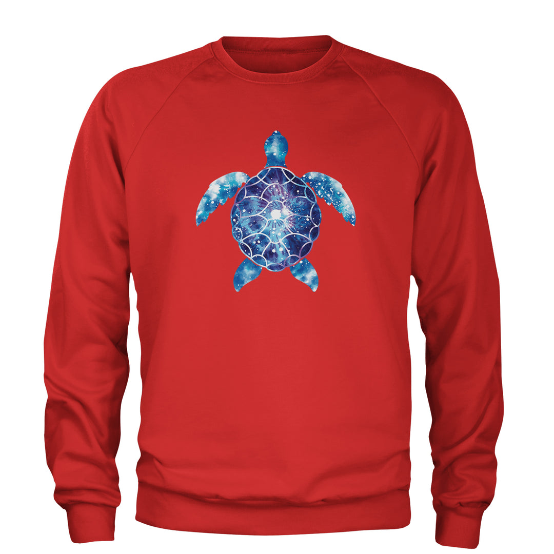 Ocean Aura Tie-Dye Sea Turtle Adult Crewneck Sweatshirt Red