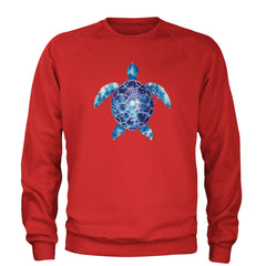 Ocean Aura Tie-Dye Sea Turtle Adult Crewneck Sweatshirt Red
