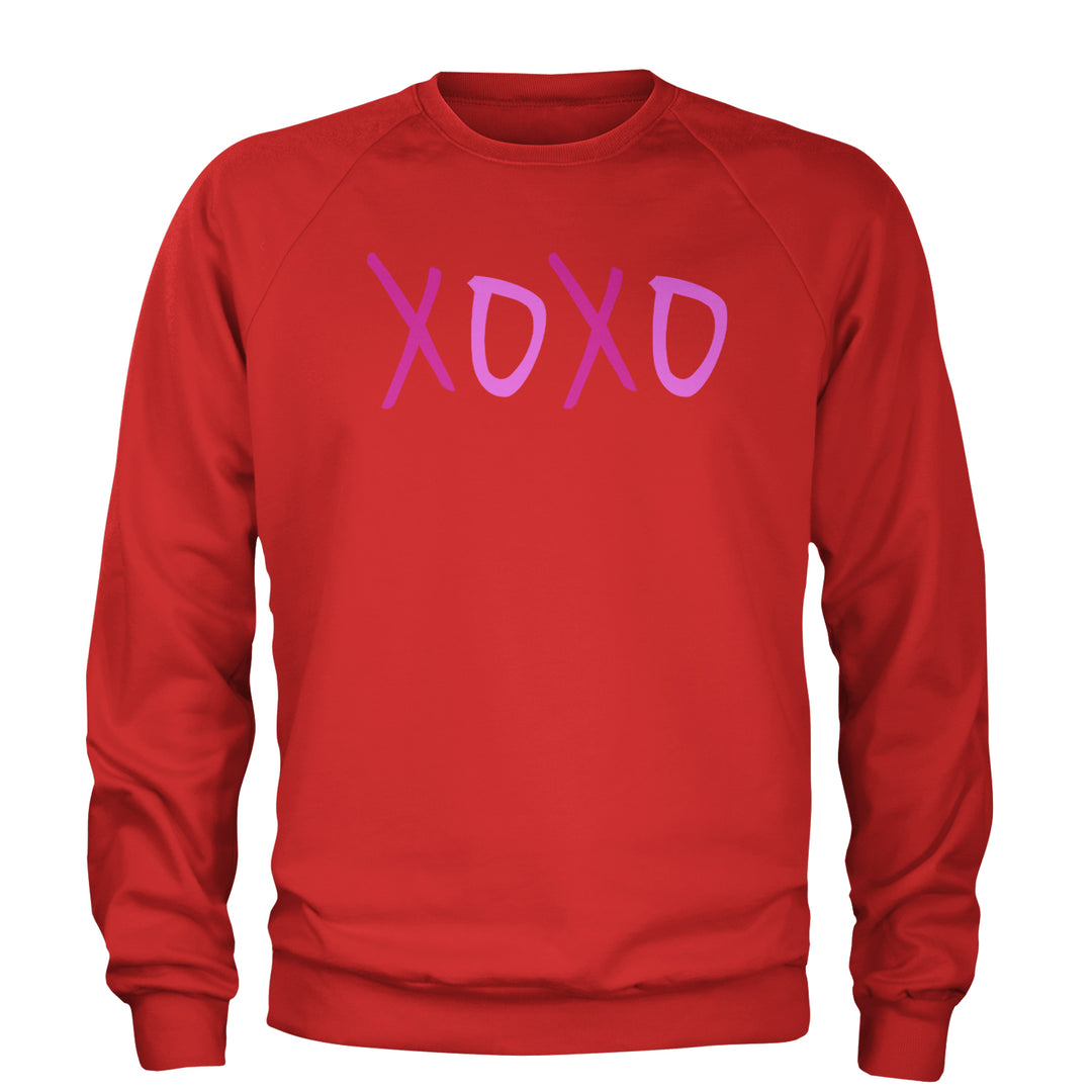 XOXO Pink Print Adult Crewneck Sweatshirt Red