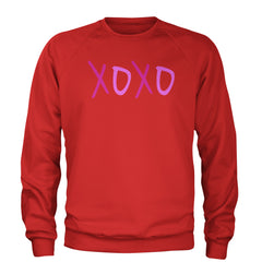 XOXO Pink Print Adult Crewneck Sweatshirt Red