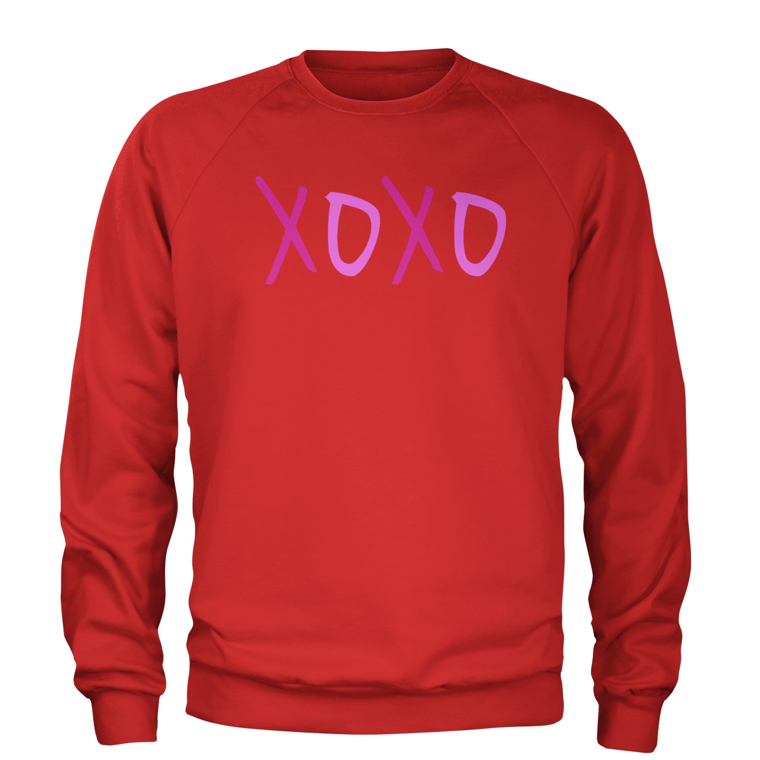 XOXO Pink Print Adult Crewneck Sweatshirt Red