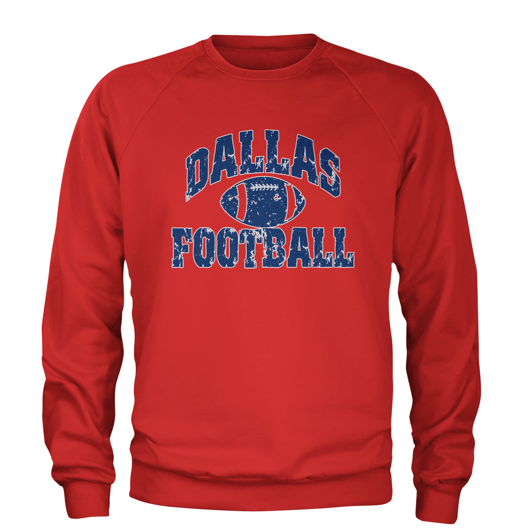 Dallas Distressed Football Adult Crewneck Sweatshirt Red