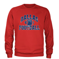 Dallas Distressed Football Adult Crewneck Sweatshirt Red
