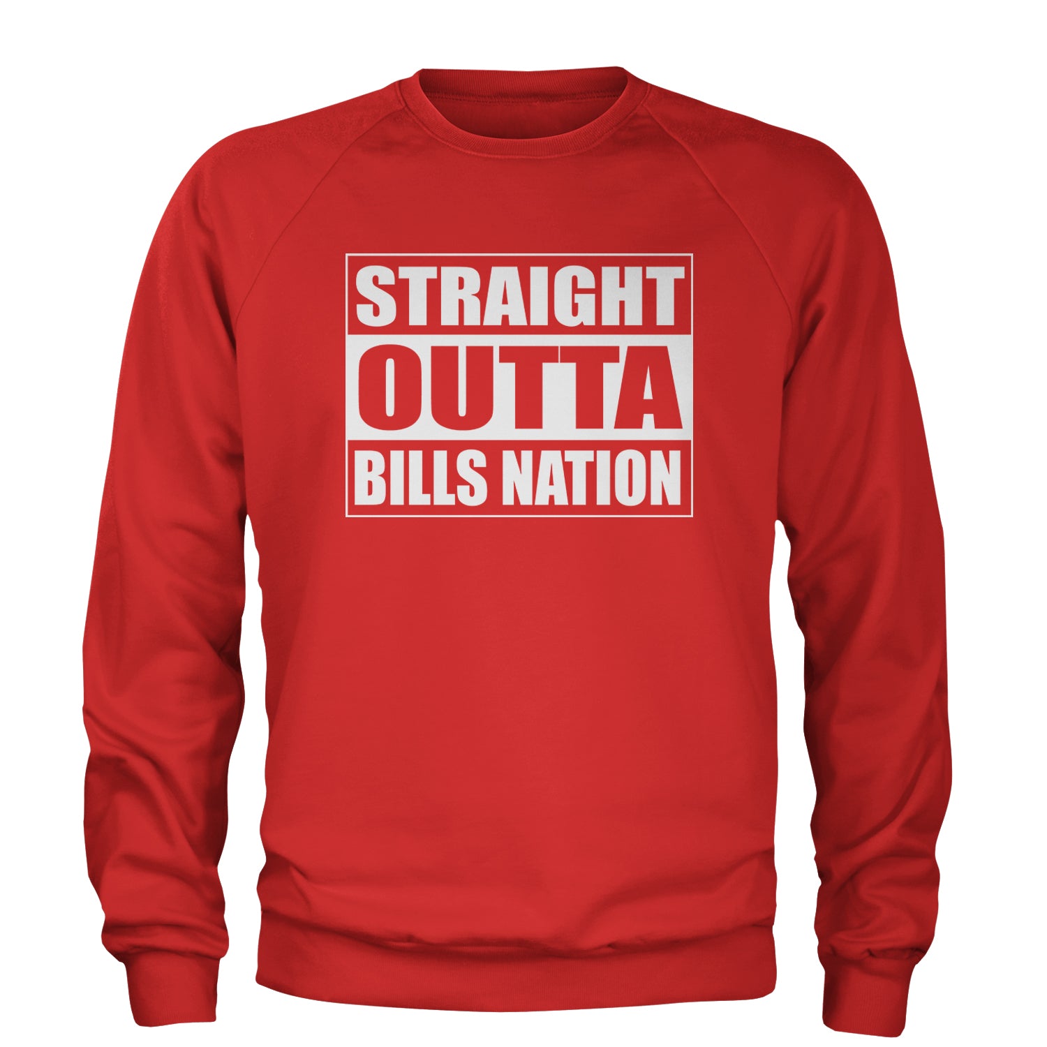 Straight Outta Bills Nation  Adult Crewneck Sweatshirt Red