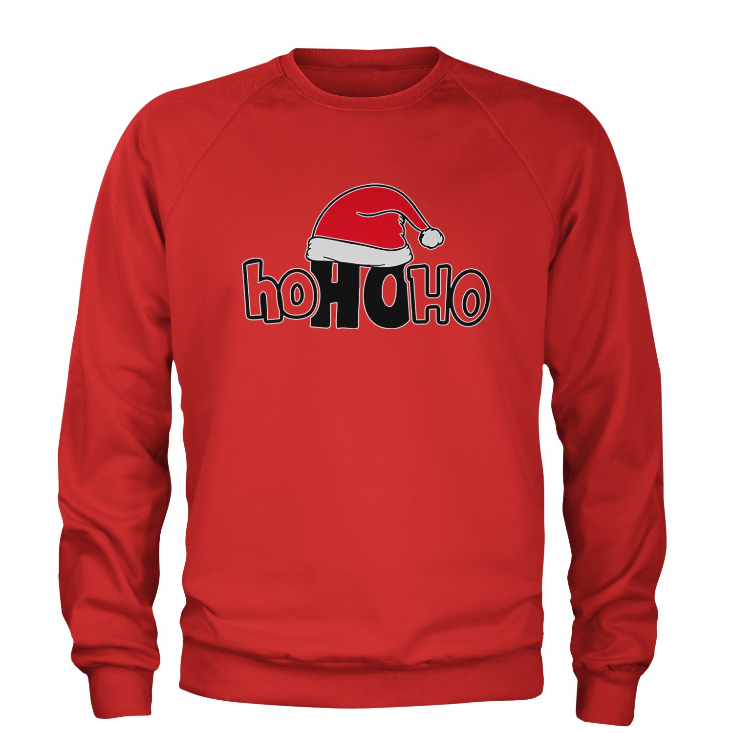 Ho Ho Ho Santa Christmas Hat Adult Crewneck Sweatshirt Red