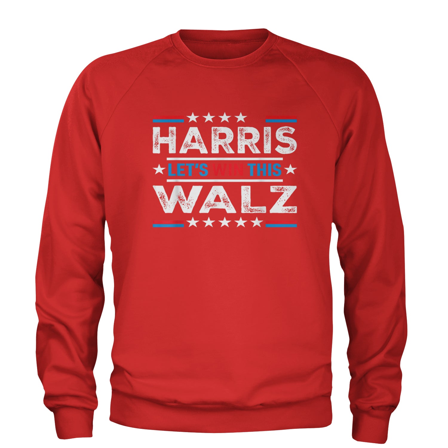 Kamala Harris and Tim Walz For President Adult Crewneck Sweatshirt Red