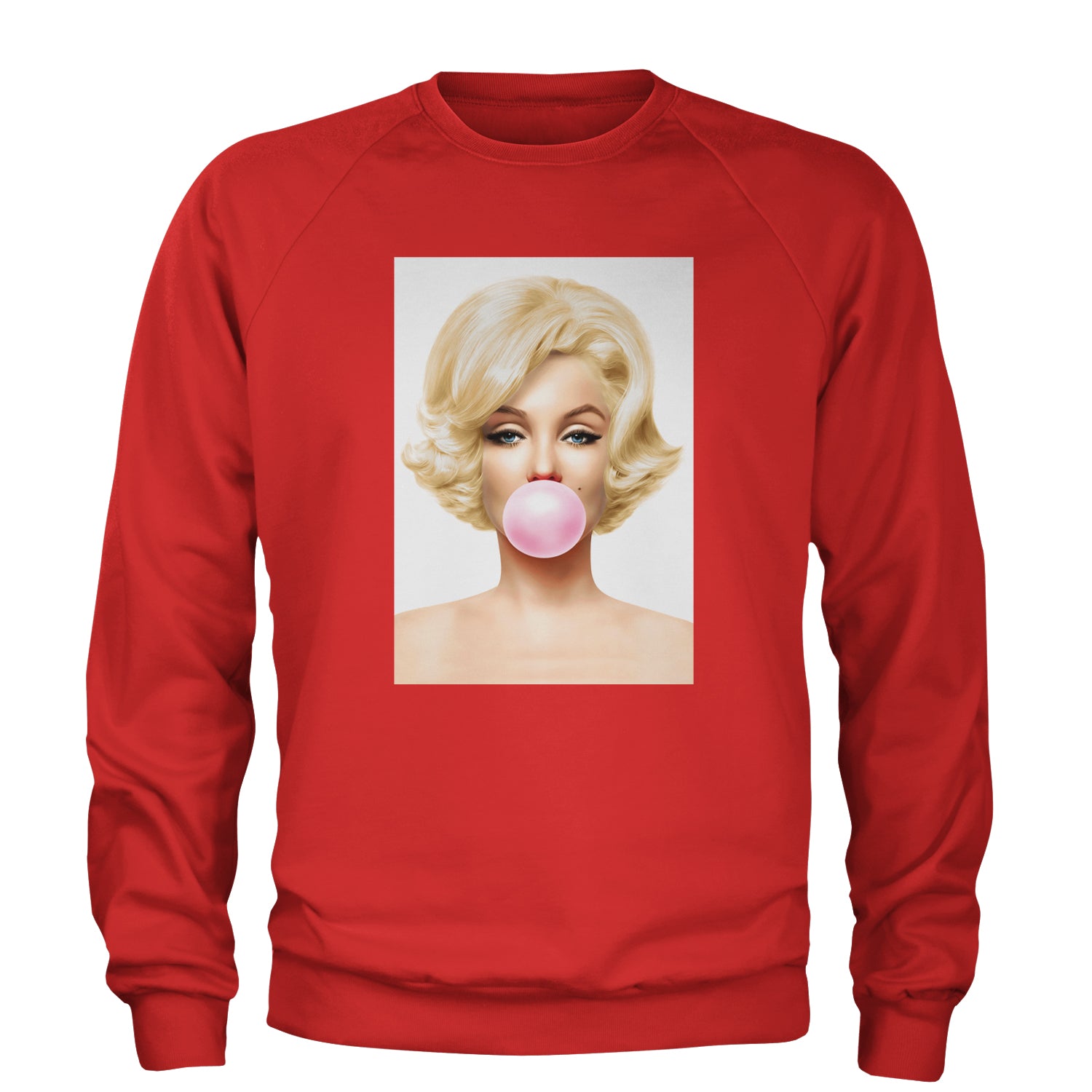 Ms. Monroe Pink Bubble Gum American Icon Adult Crewneck Sweatshirt Red