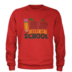 100 Days Of School Apple Pencil Adult Crewneck Sweatshirt Red