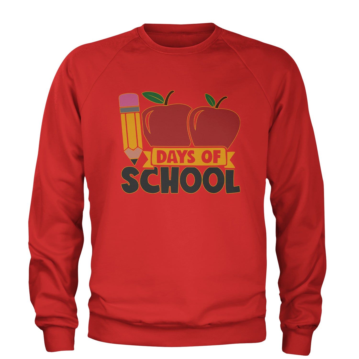 100 Days Of School Apple Pencil Adult Crewneck Sweatshirt Red