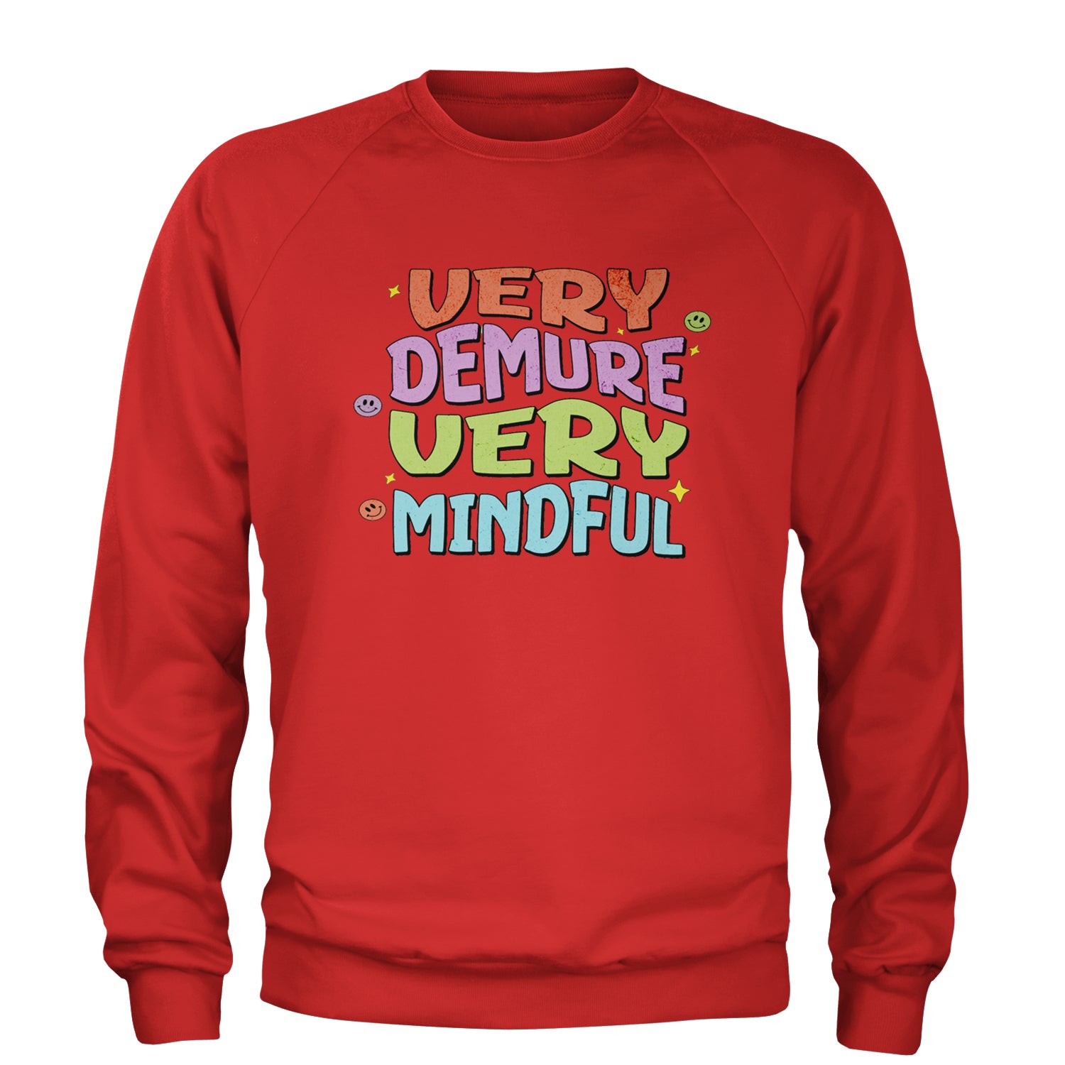 Very Demure, Very Mindful Adult Crewneck Sweatshirt Red