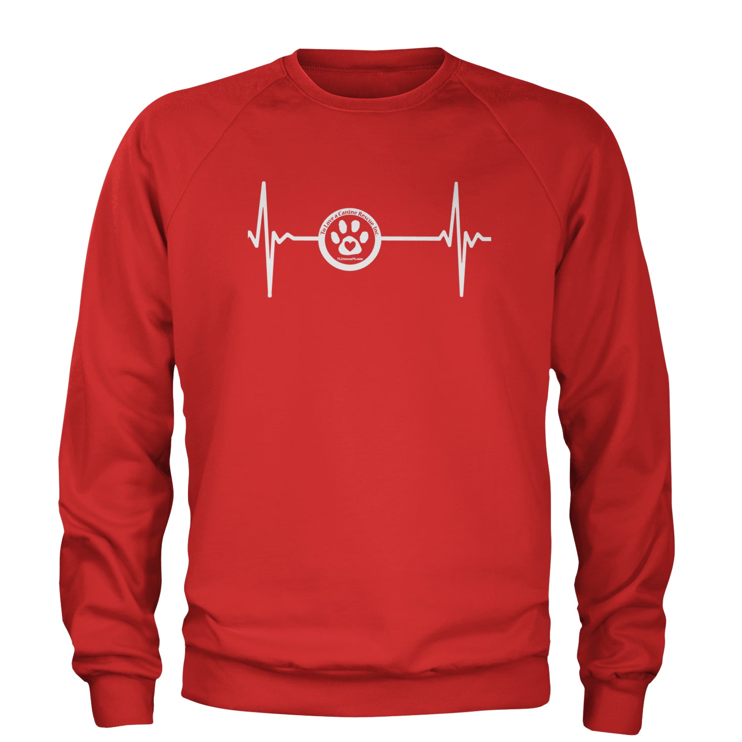 TLC Rescue Heartbeat Adult Crewneck Sweatshirt Red