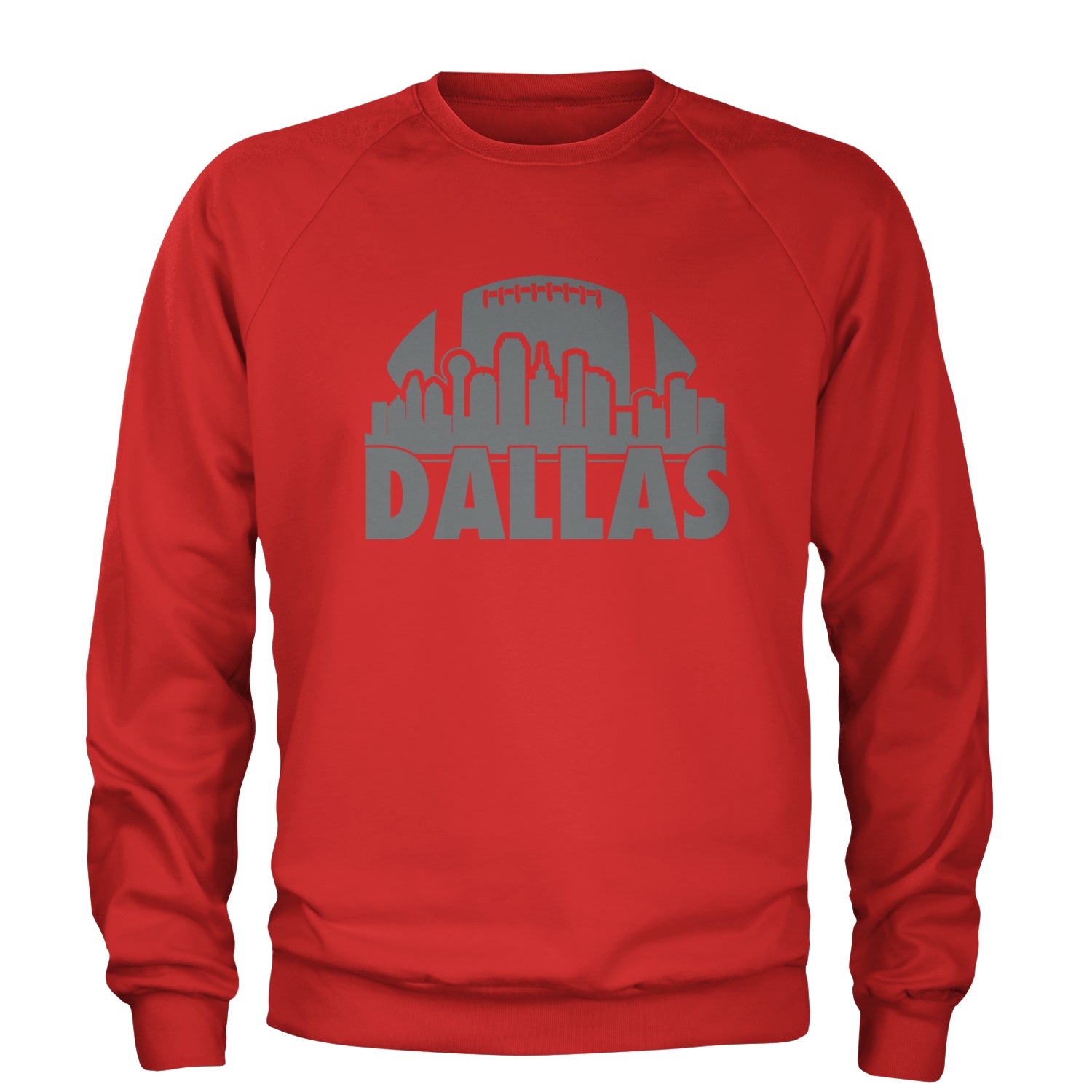 Dallas Texas Skyline Adult Crewneck Sweatshirt Red